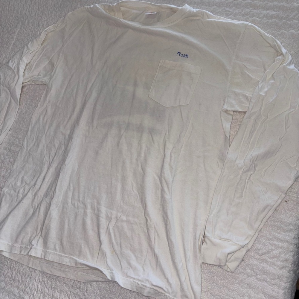 Noah Joy Unlimited Long Sleeve Pocket T-Shirt White Mens Large Streetwear